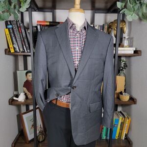 Lauren Ralph Lauren Mens Sport Coat Balzer Two Button Gray Striped Wool Size 42R